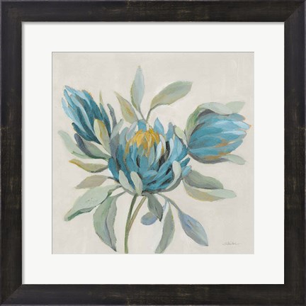 Framed Field Floral I Blue Print