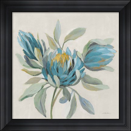 Framed Field Floral I Blue Print
