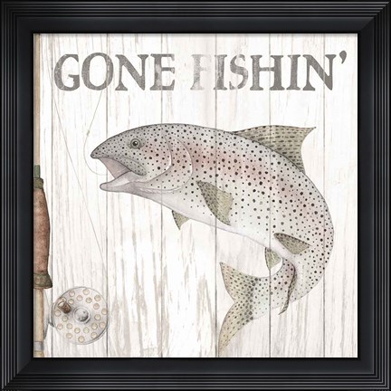 Framed Lake Fishing I Print