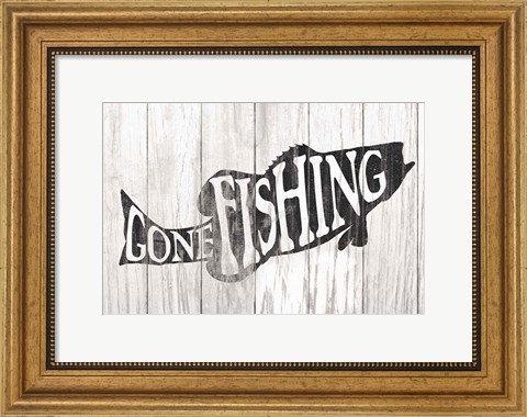 Framed Gone Fishing Sign Print