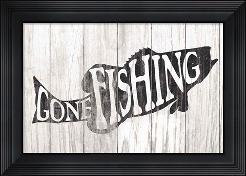 Framed Gone Fishing Sign Print