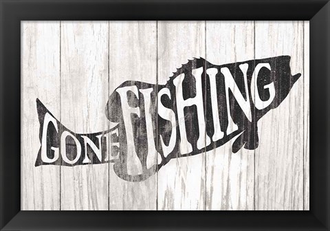 Framed Gone Fishing Sign Print