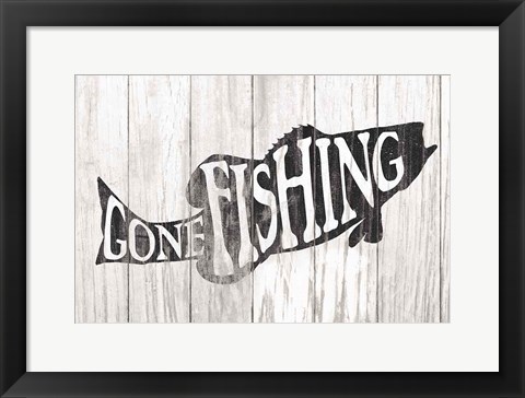 Framed Gone Fishing Sign Print