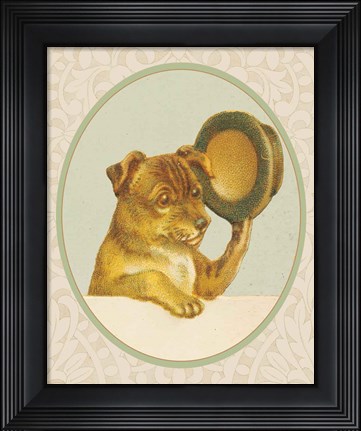 Framed Dog with Hat I Print