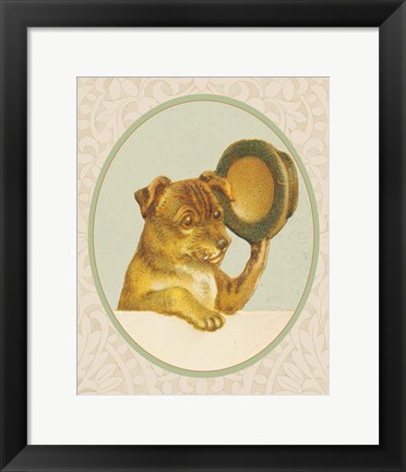 Framed Dog with Hat I Print