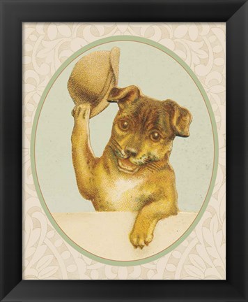 Framed Dog with Hat II Print