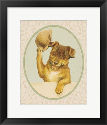 Framed Dog with Hat II Print