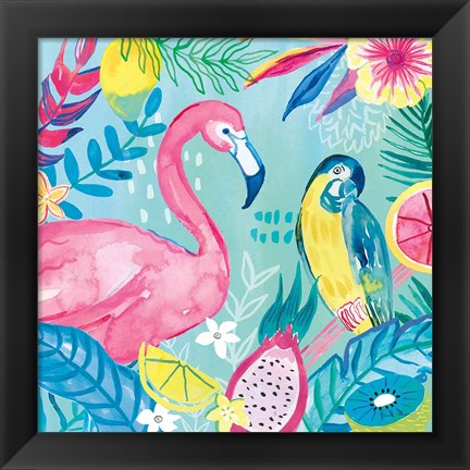 Framed Fruity Flamingos IV Print