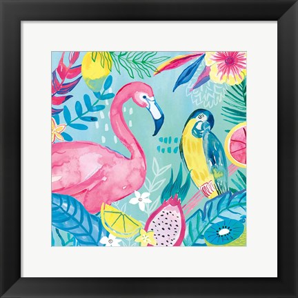 Framed Fruity Flamingos IV Print