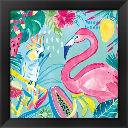 Framed Fruity Flamingos III Print