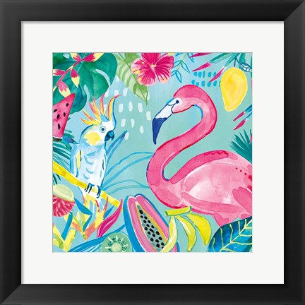 Framed Fruity Flamingos III Print