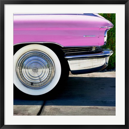 Framed Pink Cadillac Tire Print