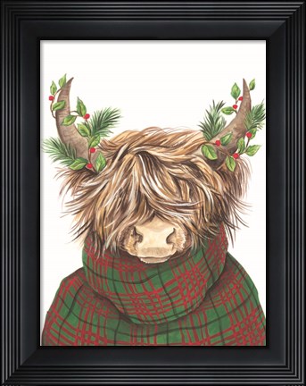 Framed Christmas Highland Cow Print