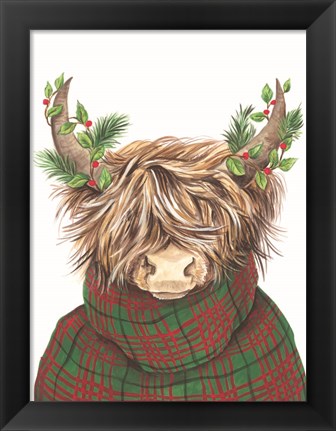 Framed Christmas Highland Cow Print