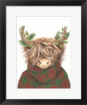 Framed Christmas Highland Cow Print