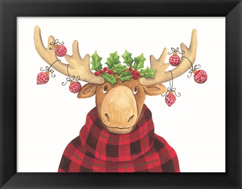 Framed Christmas Moose Print