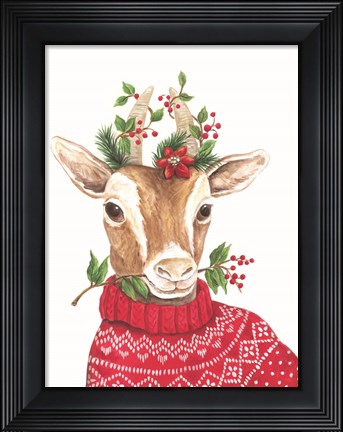 Framed Christmas Goat Print