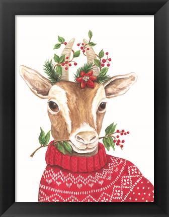 Framed Christmas Goat Print