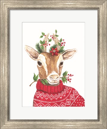 Framed Christmas Goat Print