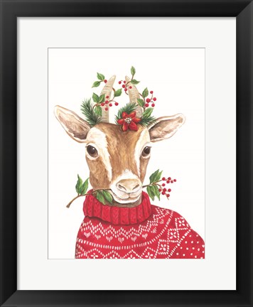 Framed Christmas Goat Print