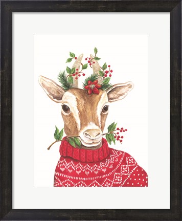 Framed Christmas Goat Print