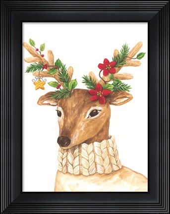 Framed Christmas Deer Print