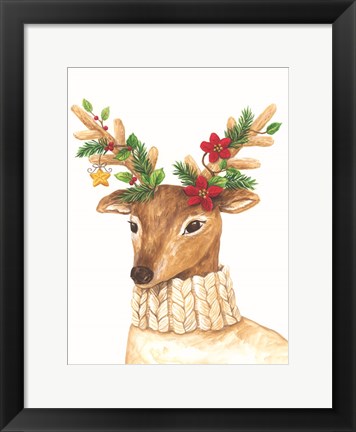 Framed Christmas Deer Print