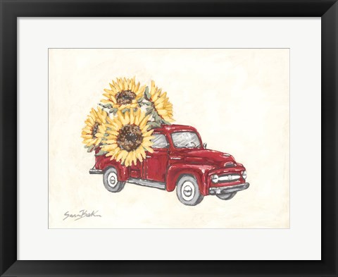 Framed Sunflower Farm Truck Print