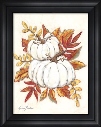 Framed White Pumpkin Fall Foliage Print
