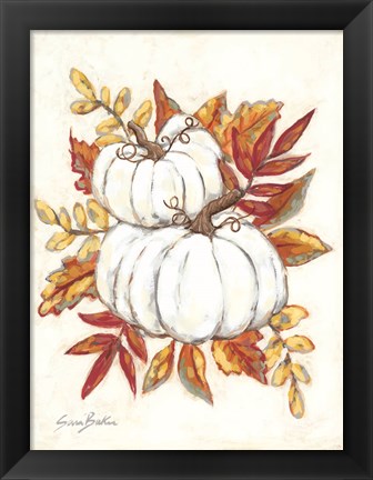 Framed White Pumpkin Fall Foliage Print