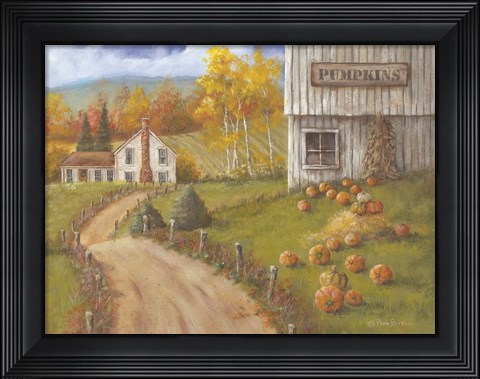 Framed Harvest Pumpkin Farm Print