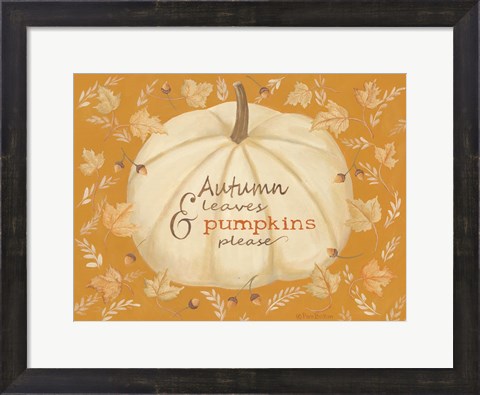 Framed Autumn Leaves &amp; Pumpkin Print