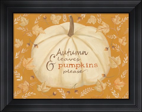 Framed Autumn Leaves &amp; Pumpkin Print