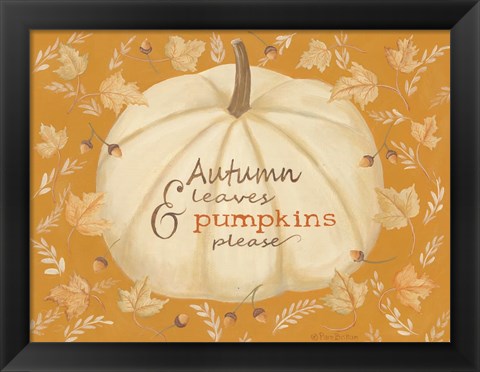 Framed Autumn Leaves &amp; Pumpkin Print