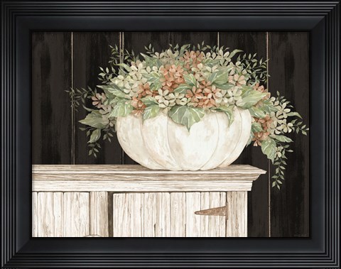 Framed Fall Floral Pumpkin Print