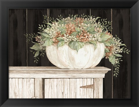 Framed Fall Floral Pumpkin Print