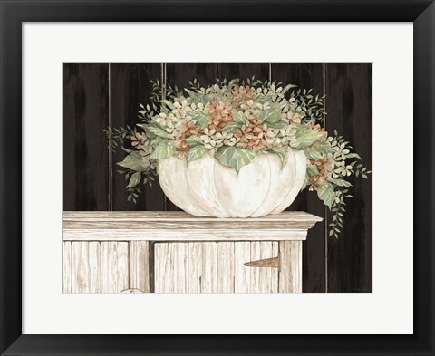 Framed Fall Floral Pumpkin Print