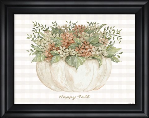 Framed Happy Fall Pumpkin Floral Print