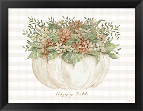 Framed Happy Fall Pumpkin Floral Print