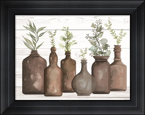 Framed Cappuccino Bottles I Print