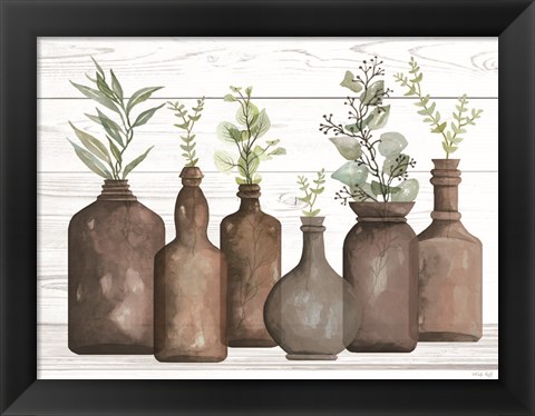 Framed Cappuccino Bottles I Print