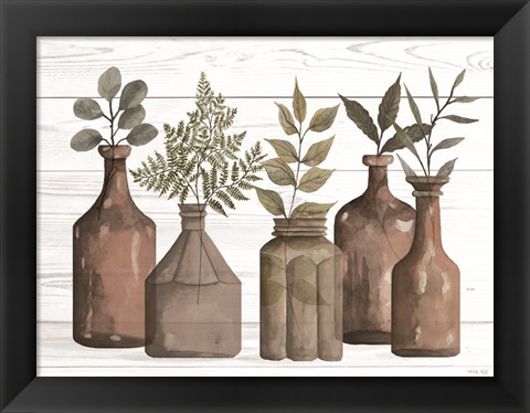 Framed Cappuccino Bottles II Print