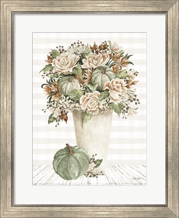 Framed Fall Floral with Pumpkins I Print