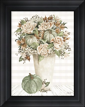 Framed Fall Floral with Pumpkins I Print