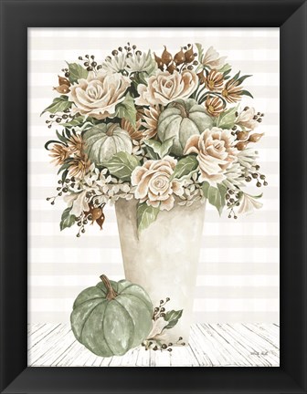 Framed Fall Floral with Pumpkins I Print