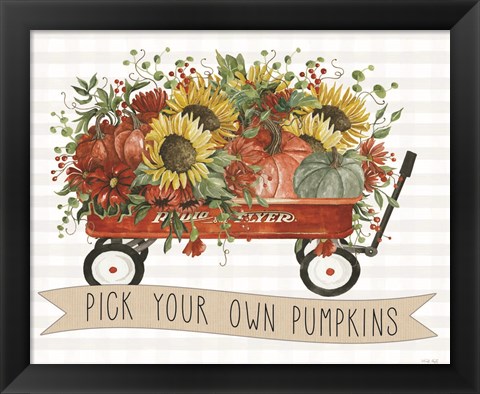 Framed Pick Your Own Pumpkins Wagon Print