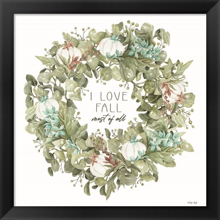 Framed I Love Fall Wreath Print