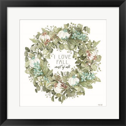 Framed I Love Fall Wreath Print