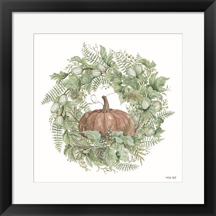 Framed Pumpkin Wreath I Print