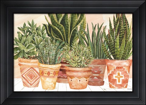 Framed Aztec Potted Plants Print
